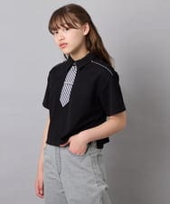 KJKFD58039 a.v.v KIDS(アー・ヴェ・ヴェ) [130-160]ネクタイ付きクロップドトップス ブラック