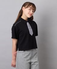 KJKFD58039 a.v.v KIDS(アー・ヴェ・ヴェ) [130-160]ネクタイ付きクロップドトップス ブラック