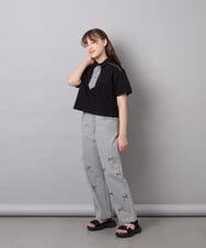 KJKFD58039 a.v.v KIDS(アー・ヴェ・ヴェ) [130-160]ネクタイ付きクロップドトップス ブラック