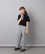 KJKFD58039 a.v.v KIDS(アー・ヴェ・ヴェ) [130-160]ネクタイ付きクロップドトップス ブラック