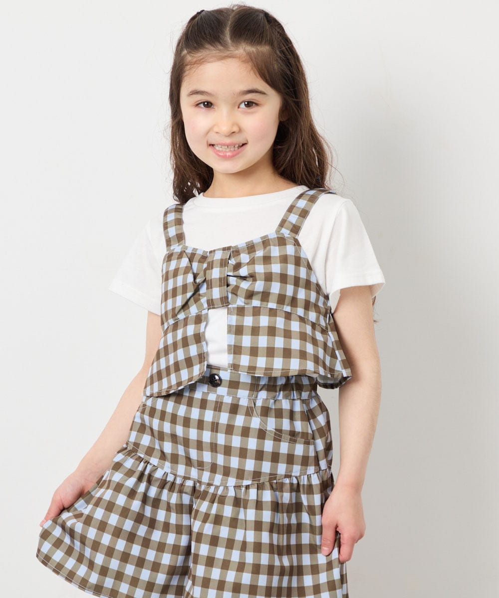 KJKFD59039 a.v.v KIDS(アー・ヴェ・ヴェ) [120-160][ママとお揃いコーデが叶う]リボンビスチェドッキングTシャツ ライトブルー
