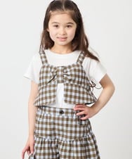 KJKFD59039 a.v.v KIDS(アー・ヴェ・ヴェ) [120-160][ママとお揃いコーデが叶う]リボンビスチェドッキングTシャツ ライトブルー