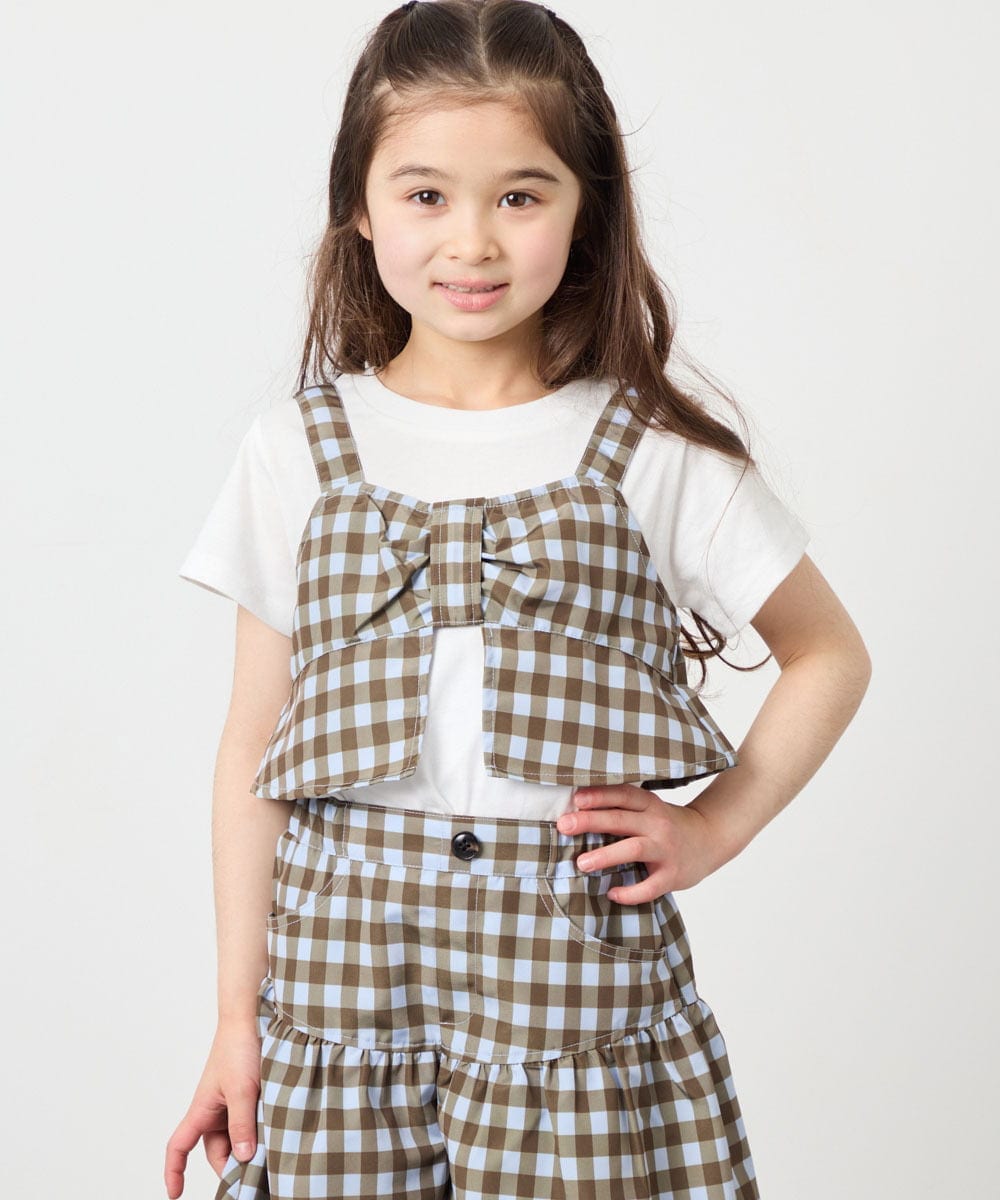 KJKFD59039 a.v.v KIDS(アー・ヴェ・ヴェ) [120-160][ママとお揃いコーデが叶う]リボンビスチェドッキングTシャツ ライトブルー
