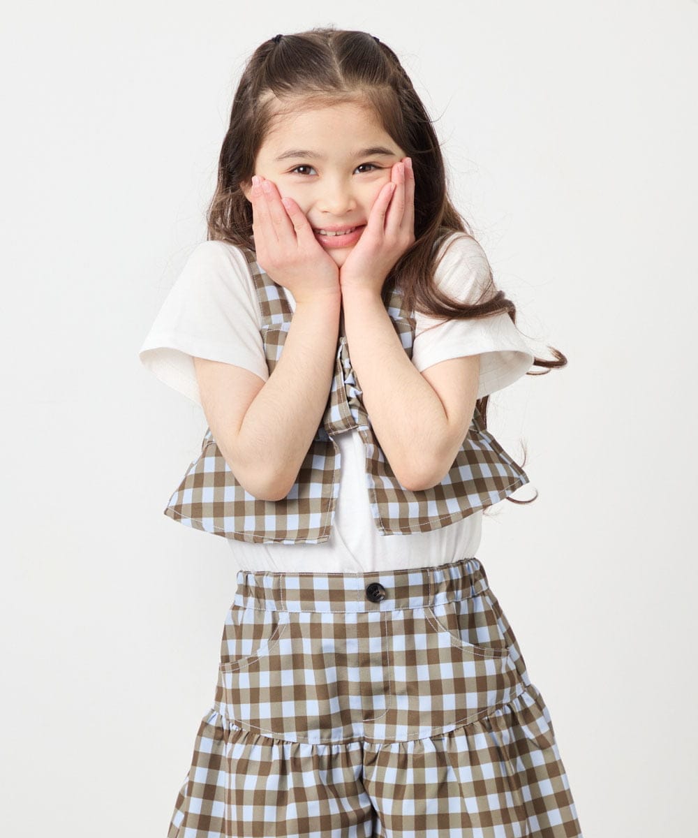 KJKFD59039 a.v.v KIDS(アー・ヴェ・ヴェ) [120-160][ママとお揃いコーデが叶う]リボンビスチェドッキングTシャツ ライトブルー