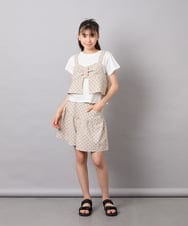 KJKFD59039 a.v.v KIDS(アー・ヴェ・ヴェ) [120-160][ママとお揃いコーデが叶う]リボンビスチェドッキングTシャツ ベージュ