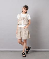 KJKFD59039 a.v.v KIDS(アー・ヴェ・ヴェ) [120-160][ママとお揃いコーデが叶う]リボンビスチェドッキングTシャツ ベージュ