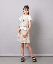 KJKFD59039 a.v.v KIDS(アー・ヴェ・ヴェ) [120-160][ママとお揃いコーデが叶う]リボンビスチェドッキングTシャツ ベージュ