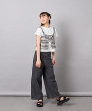 KJKFD59039 a.v.v KIDS(アー・ヴェ・ヴェ) [120-160][ママとお揃いコーデが叶う]リボンビスチェドッキングTシャツ ブラック