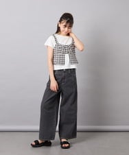 KJKFD59039 a.v.v KIDS(アー・ヴェ・ヴェ) [120-160][ママとお揃いコーデが叶う]リボンビスチェドッキングTシャツ ブラック