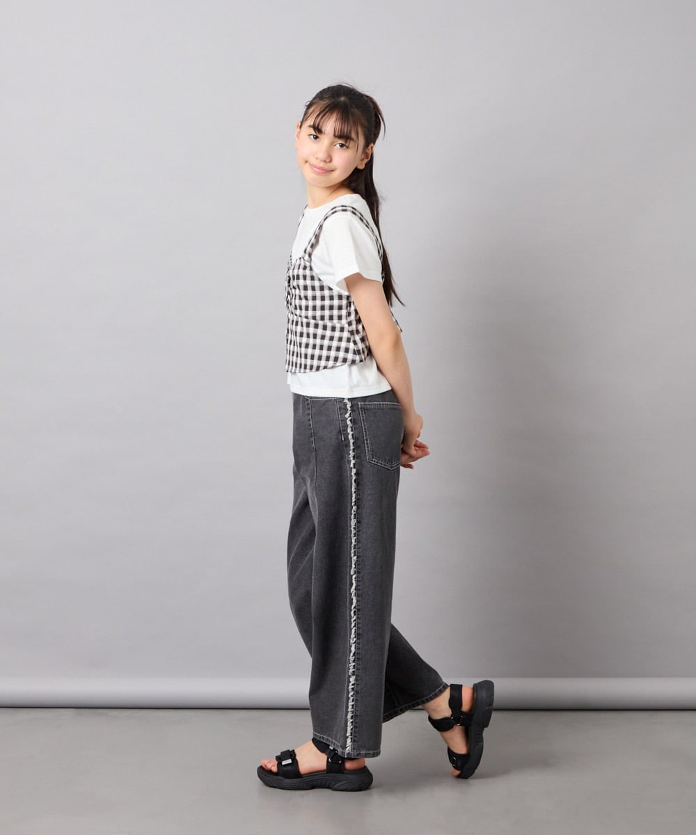 KJKFD59039 a.v.v KIDS(アー・ヴェ・ヴェ) [120-160][ママとお揃いコーデが叶う]リボンビスチェドッキングTシャツ ブラック