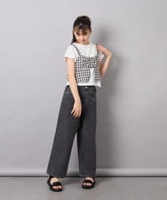 KJKFD59039 a.v.v KIDS(アー・ヴェ・ヴェ) [120-160][ママとお揃いコーデが叶う]リボンビスチェドッキングTシャツ ブラック