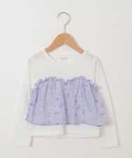 KJKFG10024 a.v.v KIDS(アー・ヴェ・ヴェ) [100-130]花柄プリントドッキングカットソー[WEB限定サイズ] ホワイト