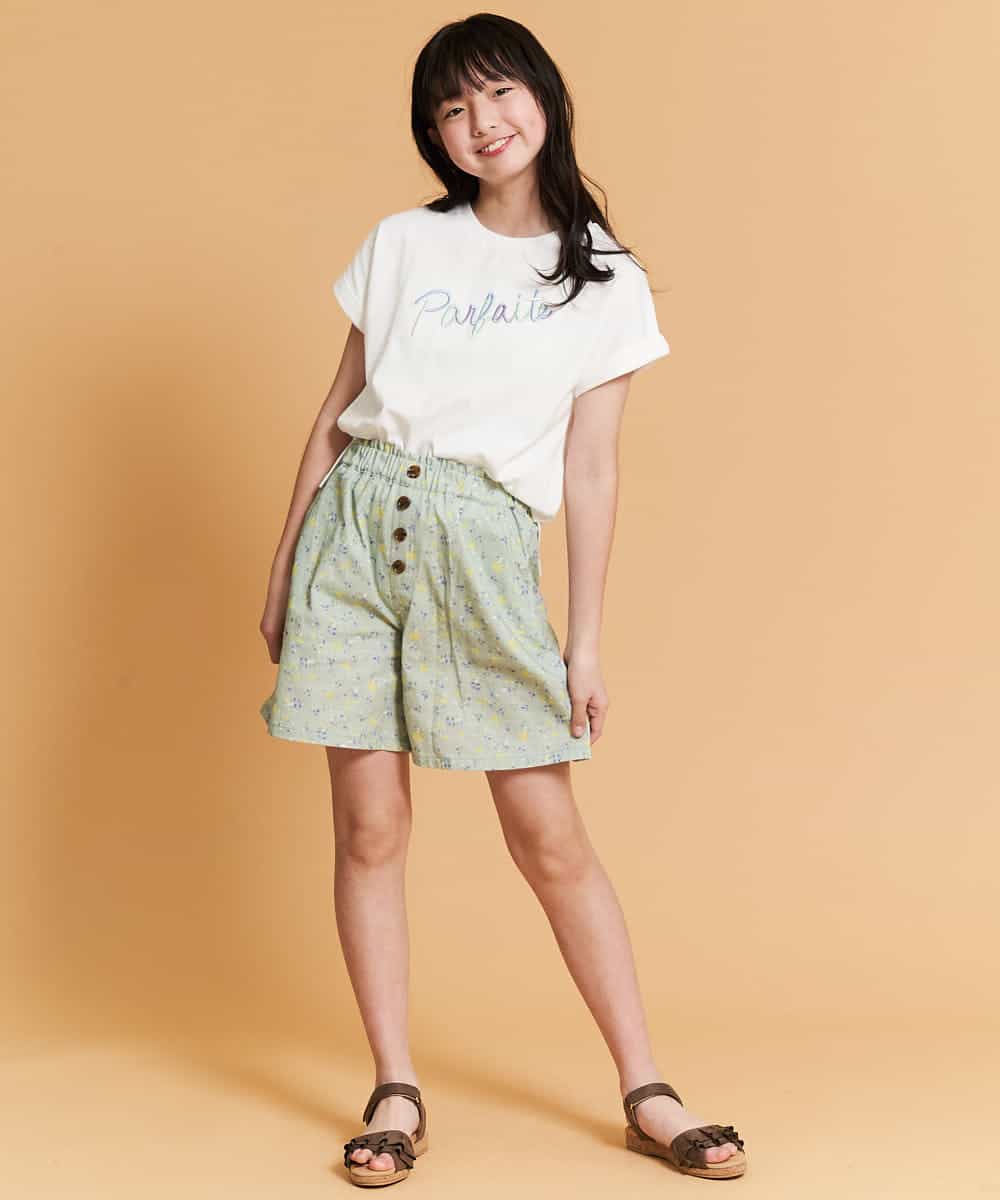 KJKFM32019 a.v.v KIDS(アー・ヴェ・ヴェ) [100-130]【接触冷感】ロールアップロゴＴシャツ[WEB限定サイズ] グリーン