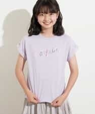 KJKFM32019 a.v.v KIDS(アー・ヴェ・ヴェ) [100-130]【接触冷感】ロールアップロゴＴシャツ[WEB限定サイズ] ラベンダー