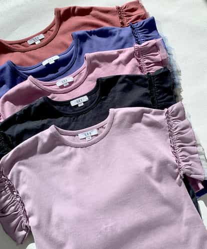 KJKFM33014  [100-130]【プチプラ】フリルスリーブＴシャツ[WEB限定サイズ]