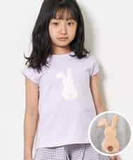 KJKFM37019 a.v.v KIDS(アー・ヴェ・ヴェ) [100-130]【接触冷感】トゥインクルスパンコールTシャツ[WEB限定サイズ] ラベンダー(うさぎ)