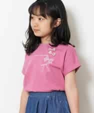 KJKFM39019 a.v.v KIDS(アー・ヴェ・ヴェ) [100-130]【接触冷感】リボンデザインＴシャツ[WEB限定サイズ] ピンク