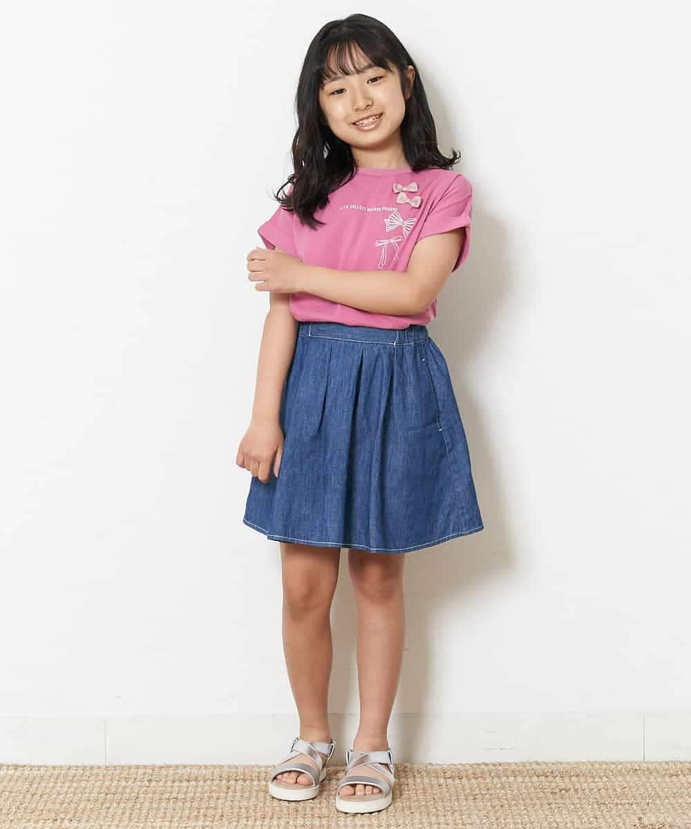 KJKFM39019 a.v.v KIDS(アー・ヴェ・ヴェ) [100-130]【接触冷感】リボンデザインＴシャツ[WEB限定サイズ] ピンク