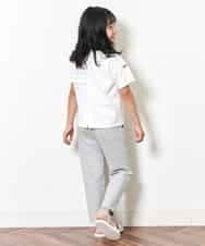 KJKFM44024 a.v.v KIDS(アー・ヴェ・ヴェ) [100-130]【接触冷感】スリットスリーブバックロゴカットソー[WEB限定サイズ] ホワイト