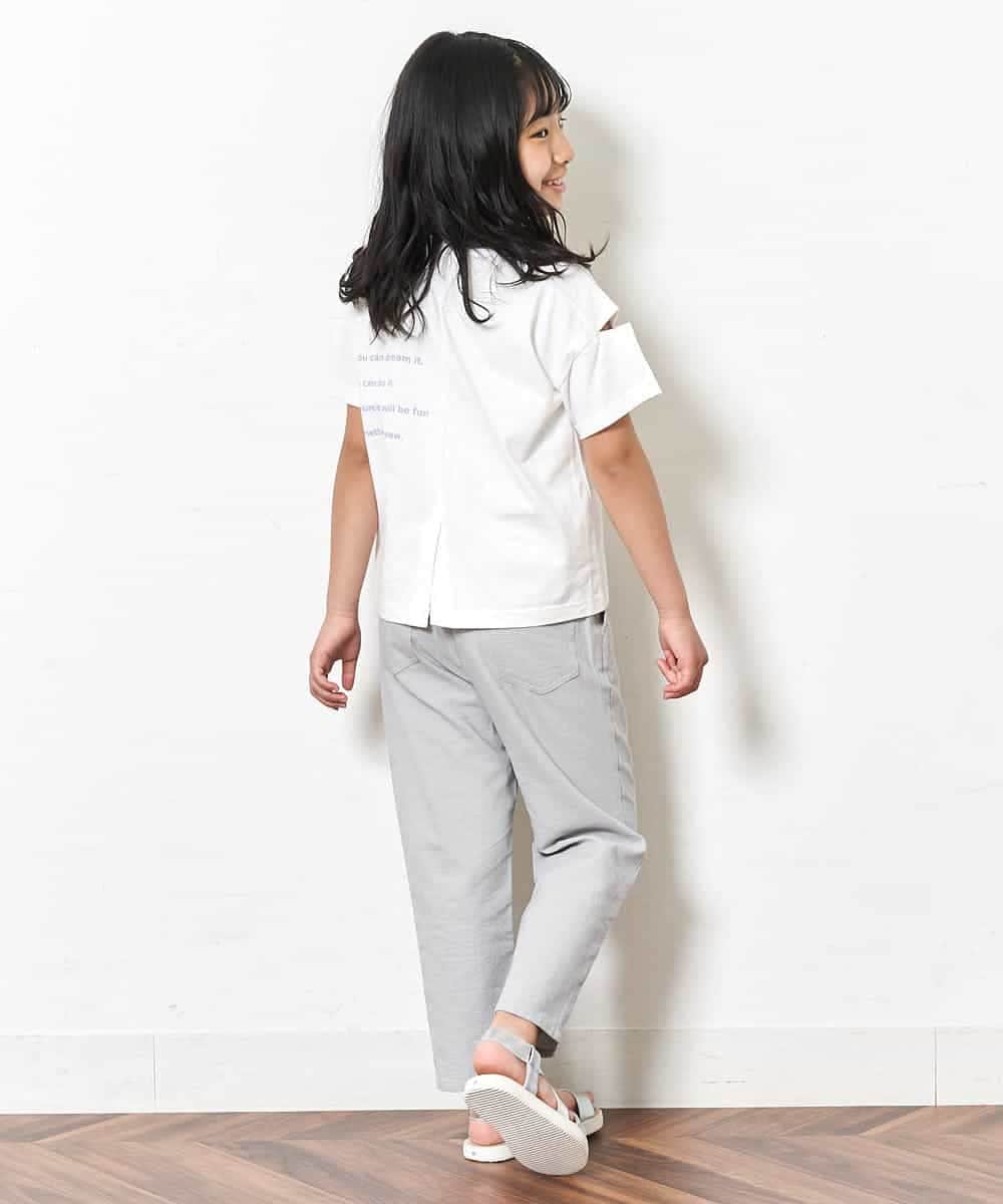KJKFM44024 a.v.v KIDS(アー・ヴェ・ヴェ) [100-130]【接触冷感】スリットスリーブバックロゴカットソー[WEB限定サイズ] ホワイト