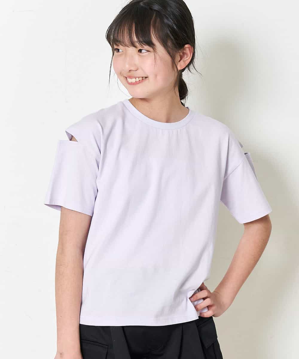 KJKFM44024 a.v.v KIDS(アー・ヴェ・ヴェ) [100-130]【接触冷感】スリットスリーブバックロゴカットソー[WEB限定サイズ] ホワイト