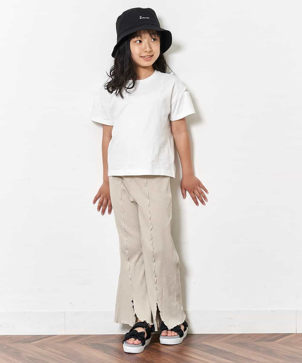 KJKFM44024 a.v.v KIDS(アー・ヴェ・ヴェ) [100-130]【接触冷感】スリットスリーブバックロゴカットソー[WEB限定サイズ] ホワイト