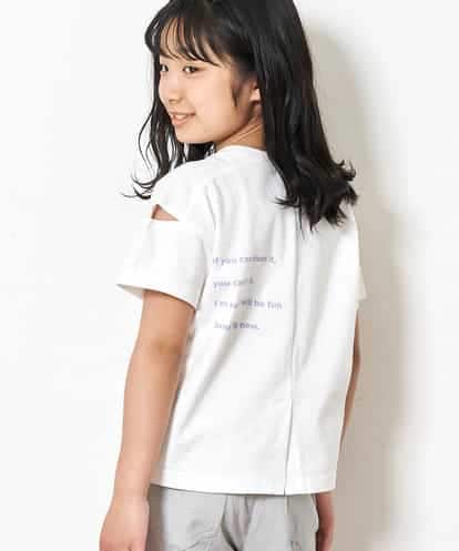 KJKFM44024  [100-130]【接触冷感】スリットスリーブバックロゴカットソー[WEB限定サイズ]