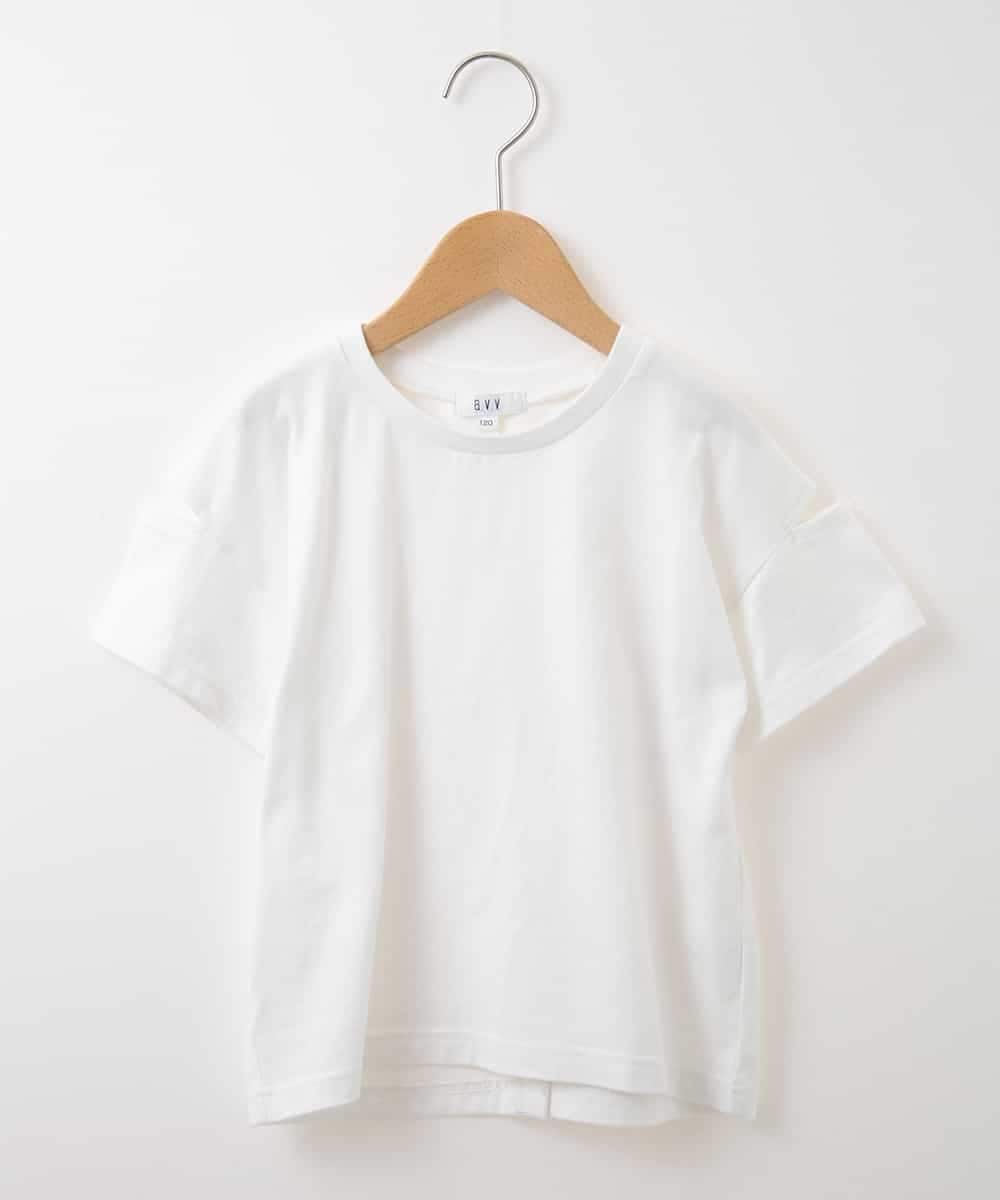 KJKFM44024 a.v.v KIDS(アー・ヴェ・ヴェ) [100-130]【接触冷感】スリットスリーブバックロゴカットソー[WEB限定サイズ] ホワイト