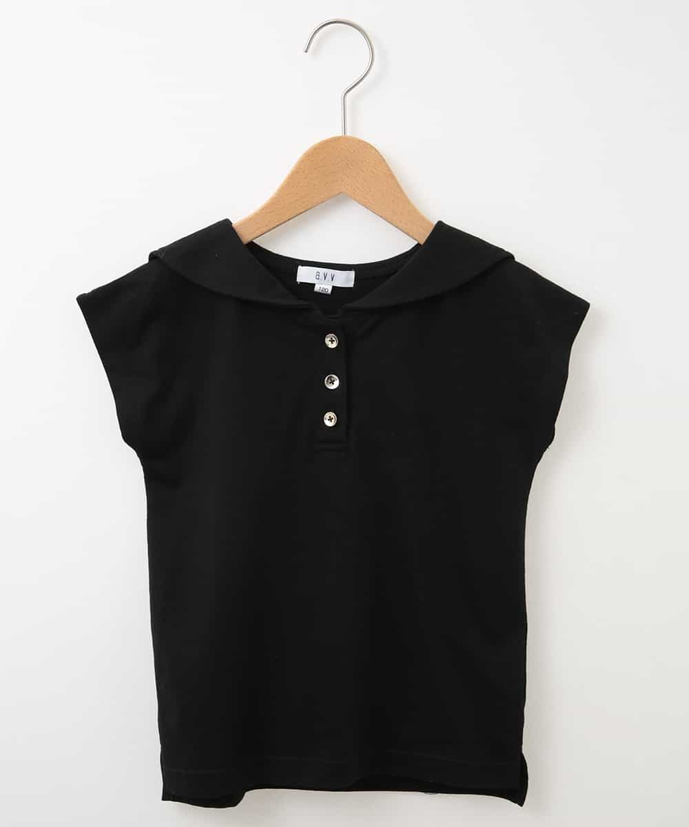 KJKFM50019 a.v.v KIDS(アー・ヴェ・ヴェ) [100-130]【接触冷感】セーラーカラーカットソー[WEB限定サイズ] ブラック
