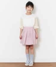 KJKFN27029 a.v.v KIDS(アー・ヴェ・ヴェ) [140-150]シャーリングパフスリーブカットソー ラベンダー