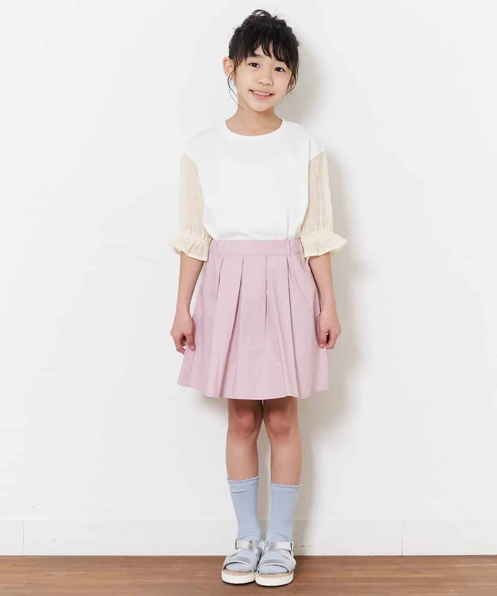 KJKFN27029 a.v.v KIDS(アー・ヴェ・ヴェ) [140-150]シャーリングパフスリーブカットソー ラベンダー