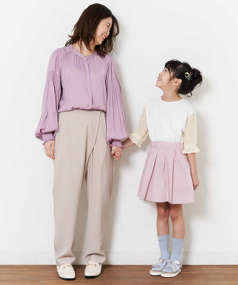 KJKFN27029 a.v.v KIDS(アー・ヴェ・ヴェ) [140-150]シャーリングパフスリーブカットソー ラベンダー