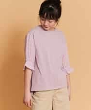 KJKFN27029 a.v.v KIDS(アー・ヴェ・ヴェ) [140-150]シャーリングパフスリーブカットソー ラベンダー