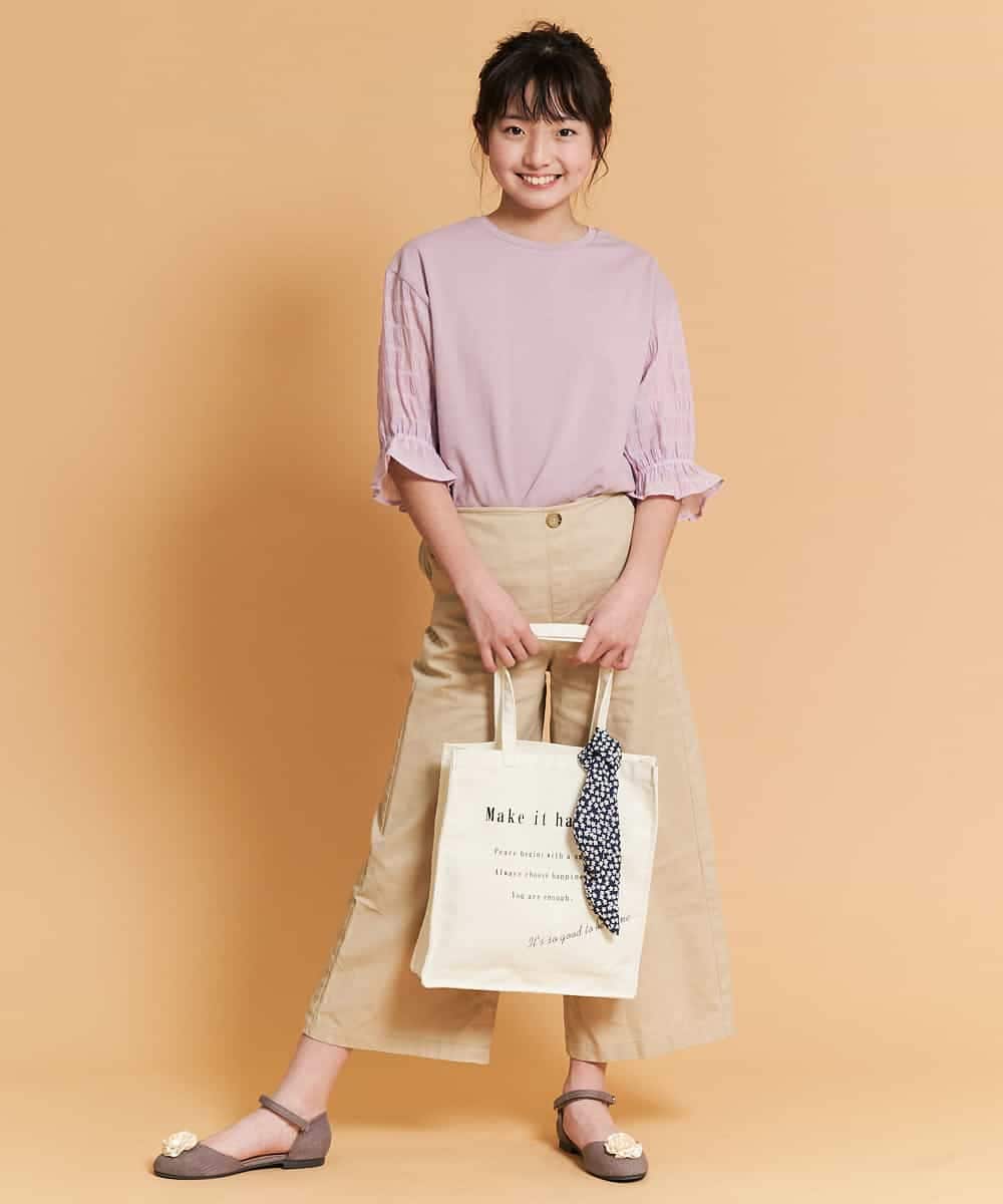KJKFN27029 a.v.v KIDS(アー・ヴェ・ヴェ) [140-150]シャーリングパフスリーブカットソー ラベンダー