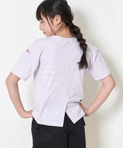 KJKFN44029  [140-150]【接触冷感】スリットスリーブバックロゴカットソー