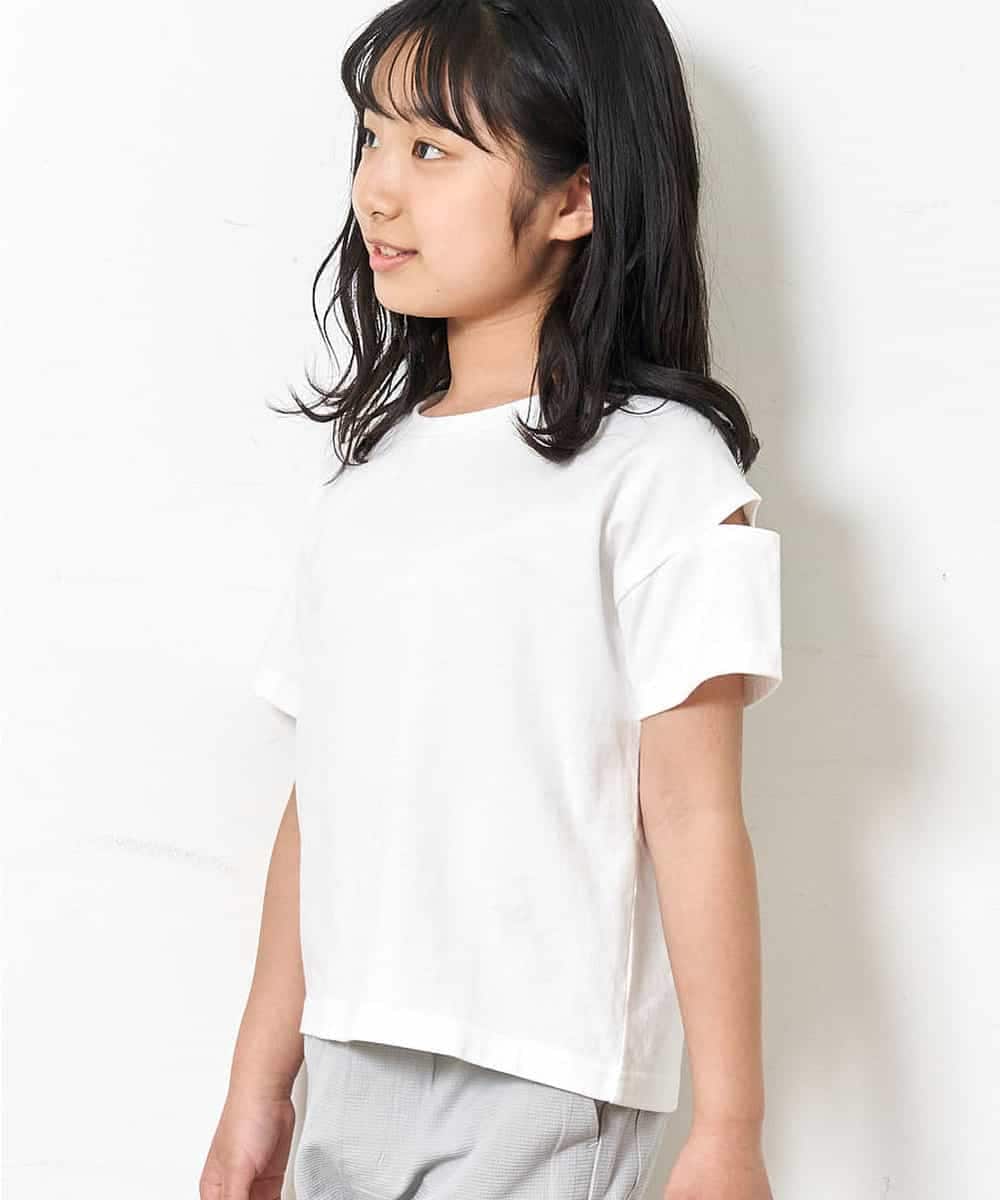 KJKFN44029 a.v.v KIDS(アー・ヴェ・ヴェ) [140-150]【接触冷感】スリットスリーブバックロゴカットソー ラベンダー