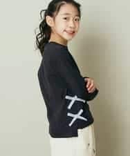 KJKFP40019 a.v.v KIDS(アー・ヴェ・ヴェ) [100-130]【毛玉になりにくい】サイドリボン長袖Tシャツ ネイビー