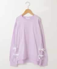 KJKFP40019 a.v.v KIDS(アー・ヴェ・ヴェ) [100-130]【毛玉になりにくい】サイドリボン長袖Tシャツ ラベンダー