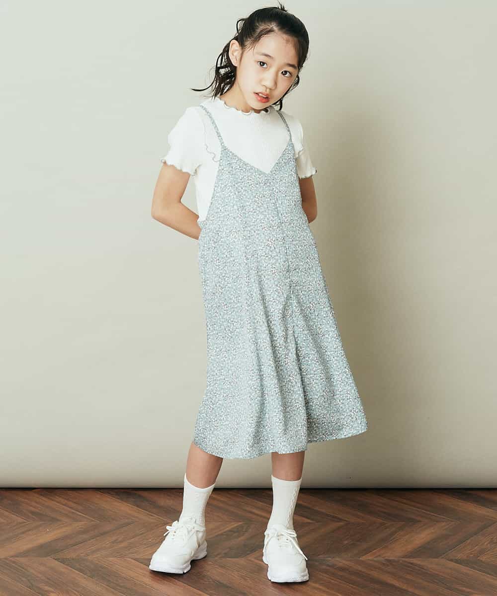 KJKFP42016 a.v.v KIDS(アー・ヴェ・ヴェ) [100-130]メローフリルテレコ半袖カットソー ホワイト