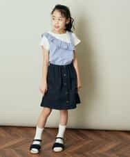 KJKFP43024 a.v.v KIDS(アー・ヴェ・ヴェ) [100-130]フリルキャミソールドッキングカットソー ライトブルー