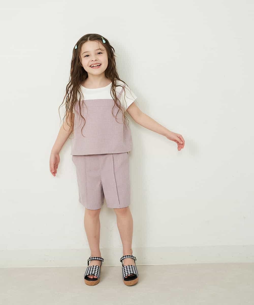 KJKFP46024 a.v.v KIDS(アー・ヴェ・ヴェ) [100-130]【セットアップ対応】ツイードライクドッキングカットソー ピンク