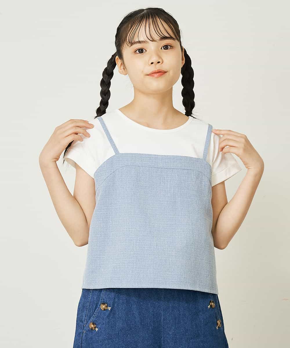 KJKFP46024 a.v.v KIDS(アー・ヴェ・ヴェ) [100-130]【セットアップ対応】ツイードライクドッキングカットソー ピンク