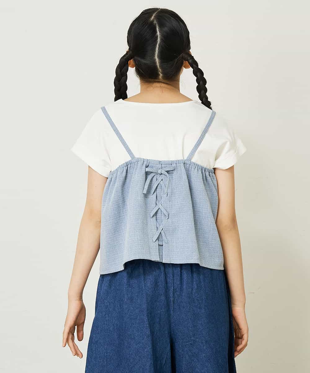 KJKFP46024 a.v.v KIDS(アー・ヴェ・ヴェ) [100-130]【セットアップ対応】ツイードライクドッキングカットソー ピンク
