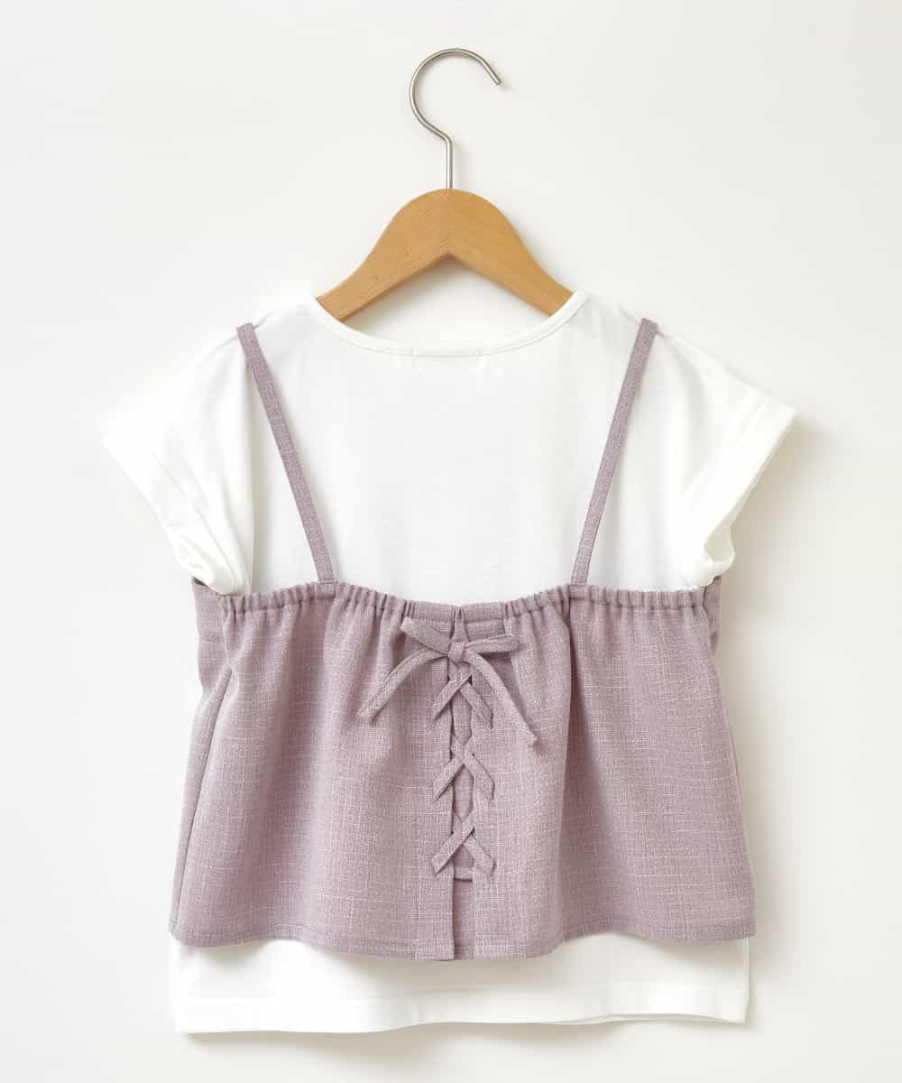KJKFP46024 a.v.v KIDS(アー・ヴェ・ヴェ) [100-130]【セットアップ対応】ツイードライクドッキングカットソー ピンク