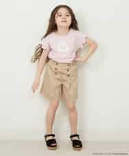 KJKFP82024 a.v.v KIDS(アー・ヴェ・ヴェ) [100-150]【数量限定再入荷】すみっコぐらしスカラップスリーブTシャツ ピンク
