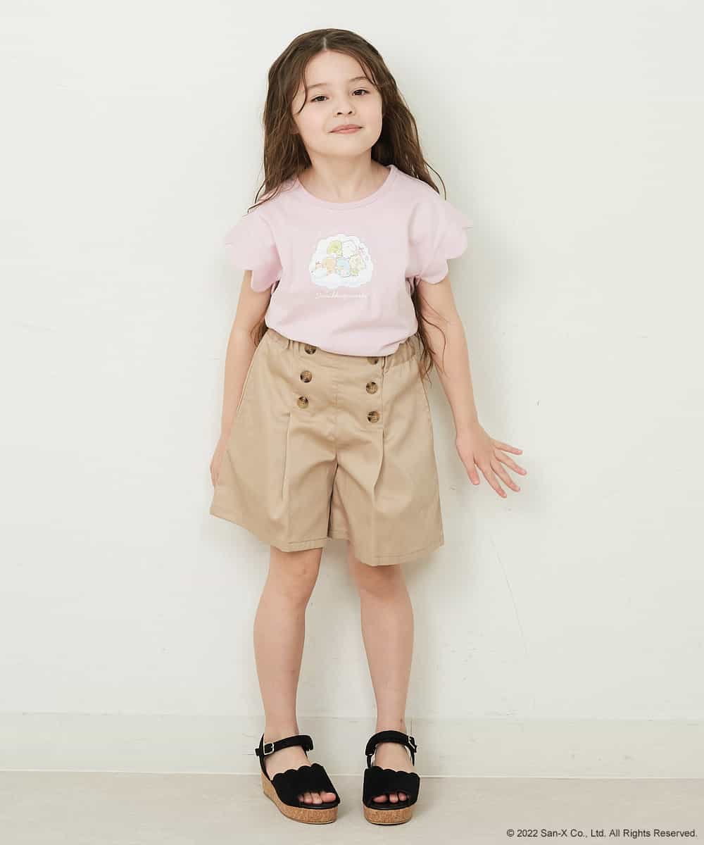 KJKFP82024 a.v.v KIDS(アー・ヴェ・ヴェ) [100-150]【数量限定再入荷】すみっコぐらしスカラップスリーブTシャツ ピンク