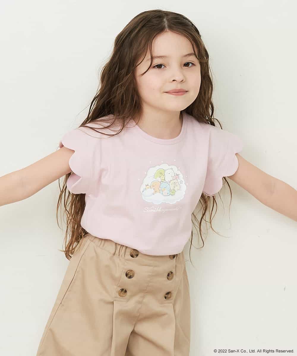 100-150]【数量限定再入荷】すみっコぐらしスカラップスリーブTシャツ