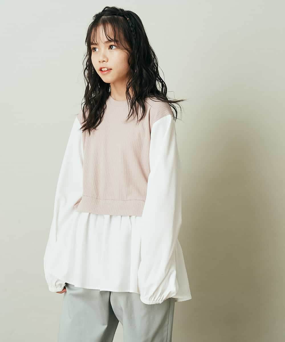 140-150]ベストレイヤード風ドッキングトップス(カットソー・Tシャツ) | a.v.v KIDS(アー・ヴェ・ヴェ)｜イトキンオンラインストア