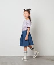 KJKFS41024 a.v.v KIDS(アー・ヴェ・ヴェ) [100-130]袖ギャザーフリルボーダートップス ラベンダー