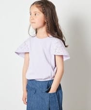 KJKFS50019 a.v.v KIDS(アー・ヴェ・ヴェ) [100-130]レースフレアスリーブＴシャツ ラベンダー